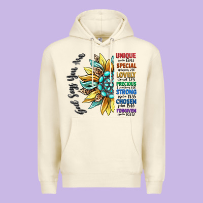 God Says You Are Unique Premium Hoodie Designed By Cowgirlartshop
