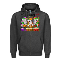 Charcoal Heather happy hallothanksmas unicorns Zipper Hoodie - texasbilliewilder
