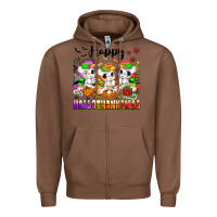 Chestnut happy hallothanksmas unicorns Zipper Hoodie - texasbilliewilder