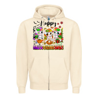 Sandshell happy hallothanksmas unicorns Zipper Hoodie - texasbilliewilder