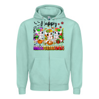 Seafoam happy hallothanksmas unicorns Zipper Hoodie - texasbilliewilder