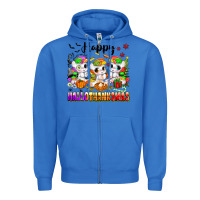 True Royal happy hallothanksmas unicorns Zipper Hoodie - texasbilliewilder