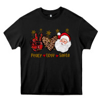 Black peace love santa Heavy Core Tee - JahusDesignShop