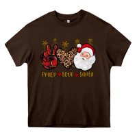 Chocolate Brown peace love santa Heavy Core Tee - JahusDesignShop