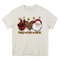 Cream peace love santa Heavy Core Tee - JahusDesignShop