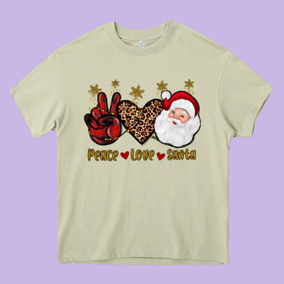 Peace Love Santa Heavy Core Tee Designed By Jahusdesignshop