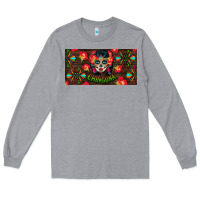 Heather Grey Chingona Sugar Skull License Plate Long Sleeve Tee - BundleAndBundleShop