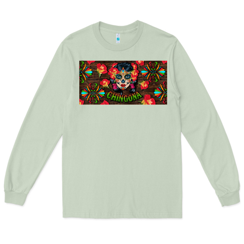 Chingona Sugar Skull License Plate Long Sleeve Tee by BundleAndBundleShop | Teevron