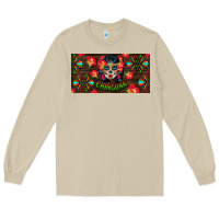 Mushroom Chingona Sugar Skull License Plate Long Sleeve Tee - BundleAndBundleShop
