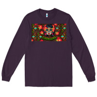 Plum Chingona Sugar Skull License Plate Long Sleeve Tee - BundleAndBundleShop