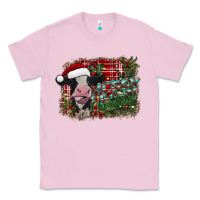 Bubblegum Pink merry christmas cow Classic Tee - CowhideDigitalArt
