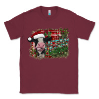 Burgundy merry christmas cow Classic Tee - CowhideDigitalArt