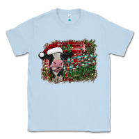 Dusty Blue merry christmas cow Classic Tee - CowhideDigitalArt