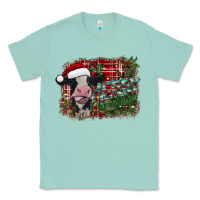 Seafoam merry christmas cow Classic Tee - CowhideDigitalArt