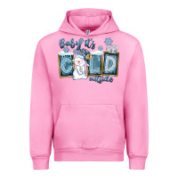 Fuchsia Pink Baby It's Cold Outside Urban Hoodie - FaDigitalArtStudio