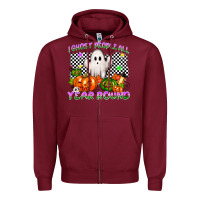Burgundy I ghost people all year round Zipper Hoodie - NancyCooperArtShop