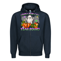 Navy I ghost people all year round Zipper Hoodie - NancyCooperArtShop