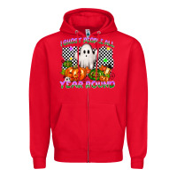 Red I ghost people all year round Zipper Hoodie - NancyCooperArtShop
