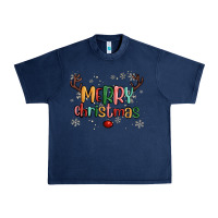 Navy merry christmas raindeerr Urban Heavy Tee - MaliasSmallBusiness