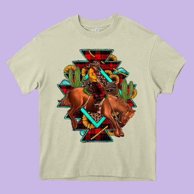 Aztec Rodeo Cowboy Christmas Heavy Core Tee Designed By Jahusdesignshop