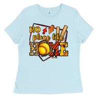 Baby Blue no place like home softball Ladies Tee - Jasminsmagicworld