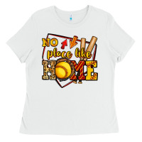 White no place like home softball Ladies Tee - Jasminsmagicworld