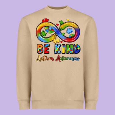 Be Kind Autism Awareness Infinity Symbol Heavyweight Sweatshirt Designed By Lillyallendesigns