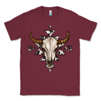 Burgundy bull skull with aztec Classic Tee - MaliasSmallBusiness