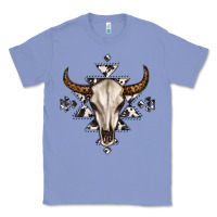 Colony Blue bull skull with aztec Classic Tee - MaliasSmallBusiness