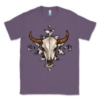 Lavender bull skull with aztec Classic Tee - MaliasSmallBusiness