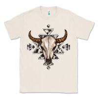 Natural bull skull with aztec Classic Tee - MaliasSmallBusiness