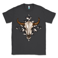 Smoke bull skull with aztec Classic Tee - MaliasSmallBusiness