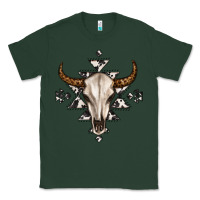Sports Green bull skull with aztec Classic Tee - MaliasSmallBusiness