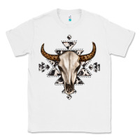 White bull skull with aztec Classic Tee - MaliasSmallBusiness