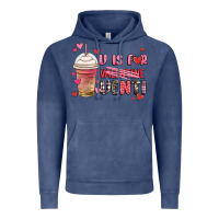 Vintage Denim v is for valentine venti coffee cup Vintage Hoodie - MaliasSmallBusiness