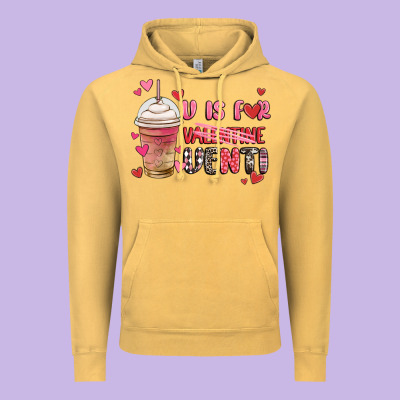 V Is For Valentine Venti Coffee Cup Vintage Hoodie Designed By Maliassmallbusiness
