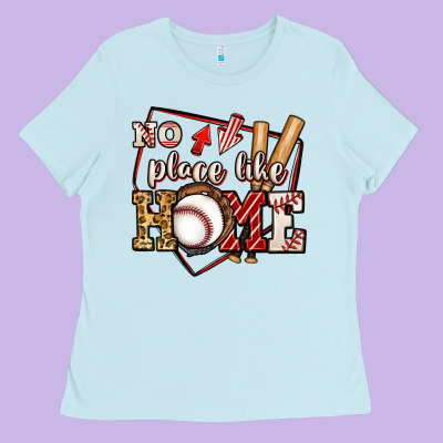 No Place Like Home Baseball Ladies Tee Designed By Jasminsmagicworld