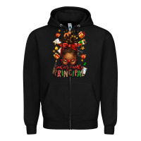 Black santas favorite principal afro messy bun Zipper Hoodie - texasbilliewilder
