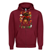 Burgundy santas favorite principal afro messy bun Zipper Hoodie - texasbilliewilder