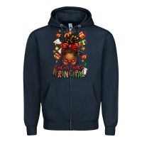 Navy santas favorite principal afro messy bun Zipper Hoodie - texasbilliewilder
