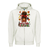 Santas Favorite Principal Afro Messy Bun Zipper Hoodie | Teevron