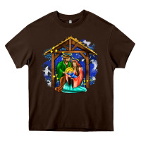 Chocolate Brown jesus and mary with god Heavy Core Tee - AdoDesignShop