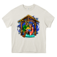 Cream jesus and mary with god Heavy Core Tee - AdoDesignShop