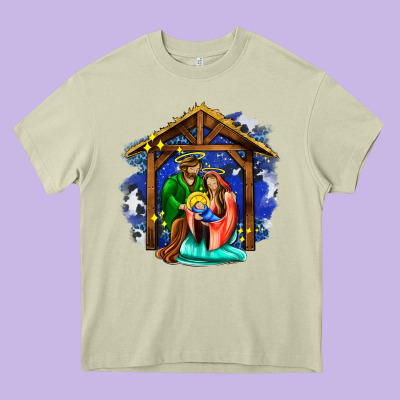 Jesus And Mary With God Heavy Core Tee Designed By Adodesignshop