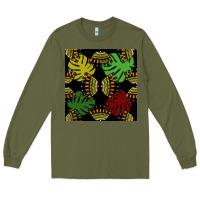 Army Green african and leaf seamless pattern Long Sleeve Tee - BundleAndBundleShop