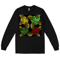 Black african and leaf seamless pattern Long Sleeve Tee - BundleAndBundleShop