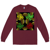 Burgundy african and leaf seamless pattern Long Sleeve Tee - BundleAndBundleShop