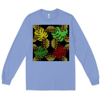Colony Blue african and leaf seamless pattern Long Sleeve Tee - BundleAndBundleShop