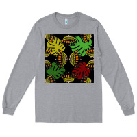 Heather Grey african and leaf seamless pattern Long Sleeve Tee - BundleAndBundleShop