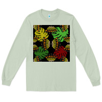 Matcha african and leaf seamless pattern Long Sleeve Tee - BundleAndBundleShop